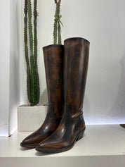 Stivale texano color cuoio invecchiato
