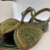 Fiorina sandalo in rafia verde