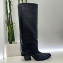 Stivale texano ASIA rovesciato pelle nera