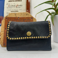 Campomaggi new KURA portafoglio in pelle rivetti oro