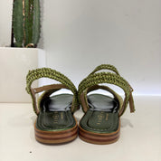 Fiorina sandalo in rafia verde