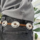 Alberto Luti cintura sottile suede con borchie color argento