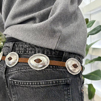 Alberto Luti cintura sottile suede con borchie color argento