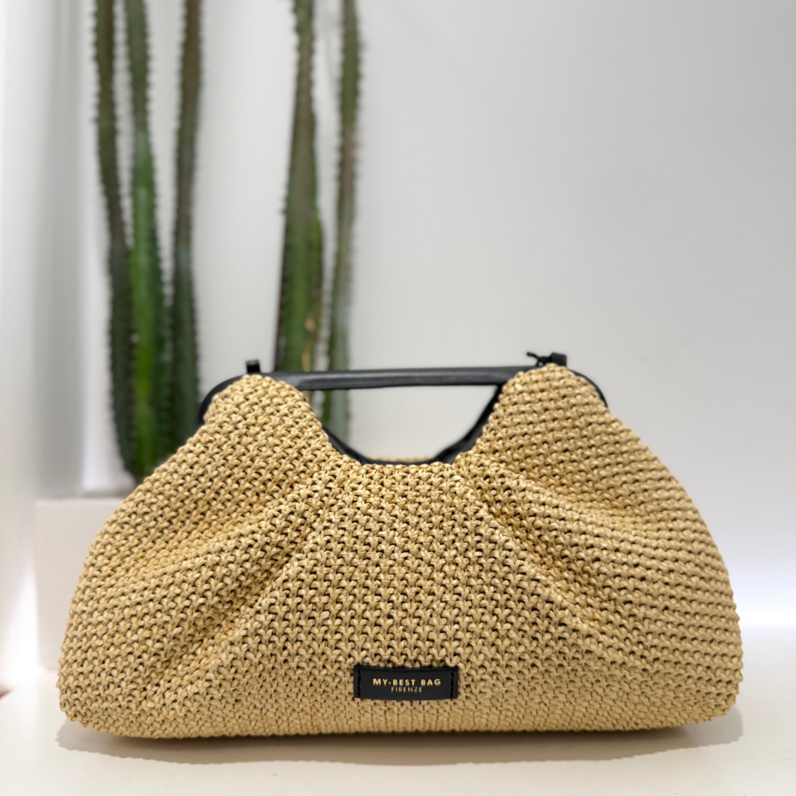 Borsa POUCH NATURAL RAFIA