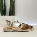 Sandalo TJ beige cinturino intrecciato