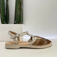 Sandalo TJ beige cinturino intrecciato