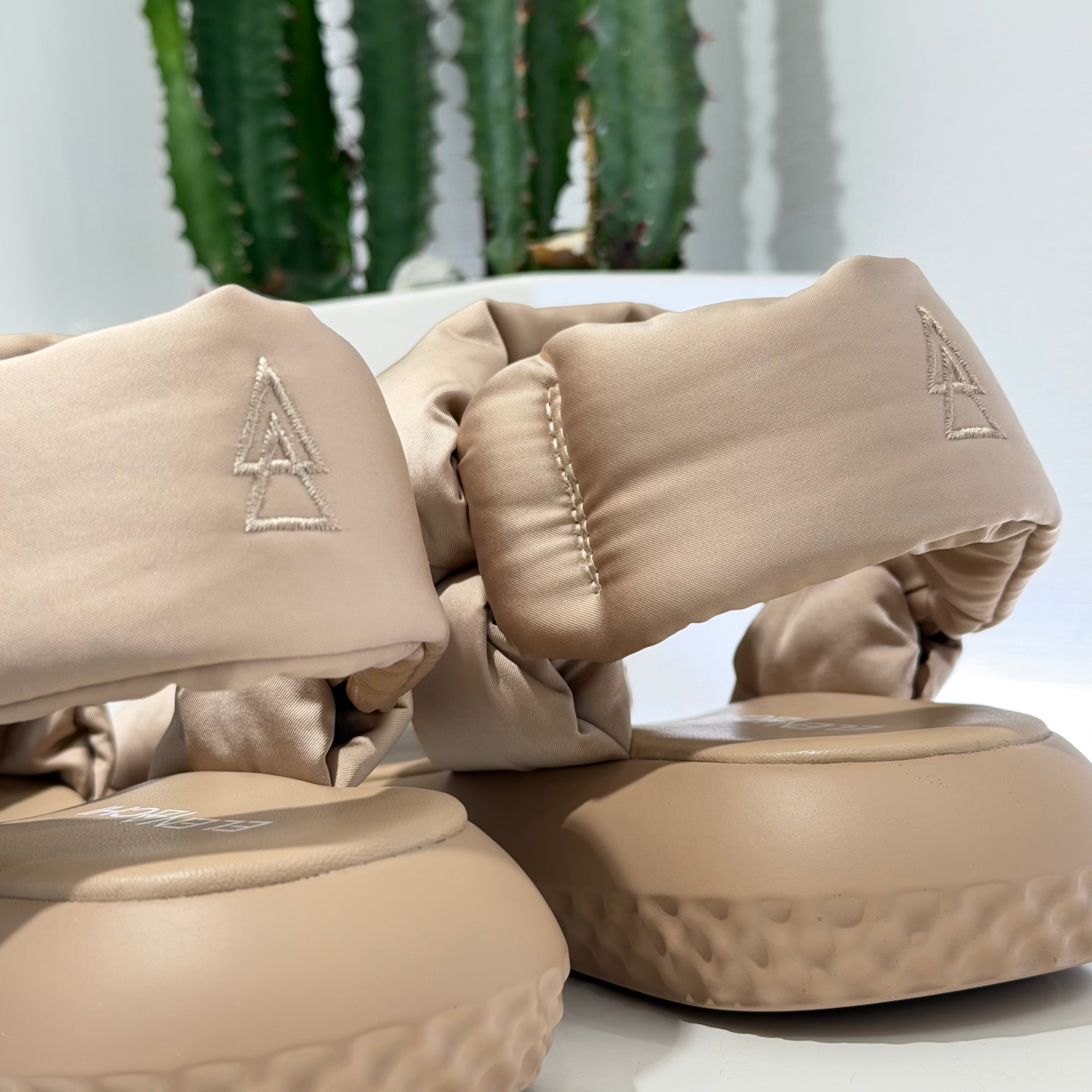 Elena Iachi gold rhinestone sandal
