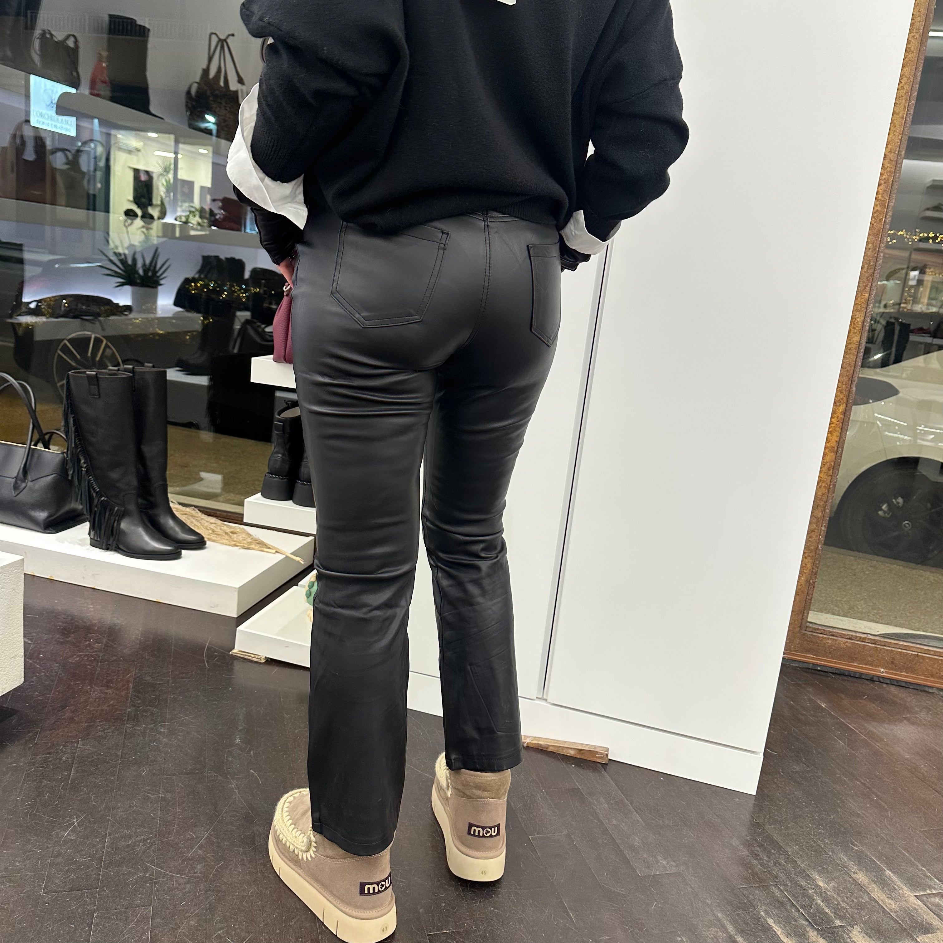 Pantalone ecopelle nero