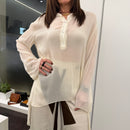 Camicia lunga color avena