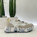 Voile Blanche CLUB sneaker bianca dettagli oro e celeste