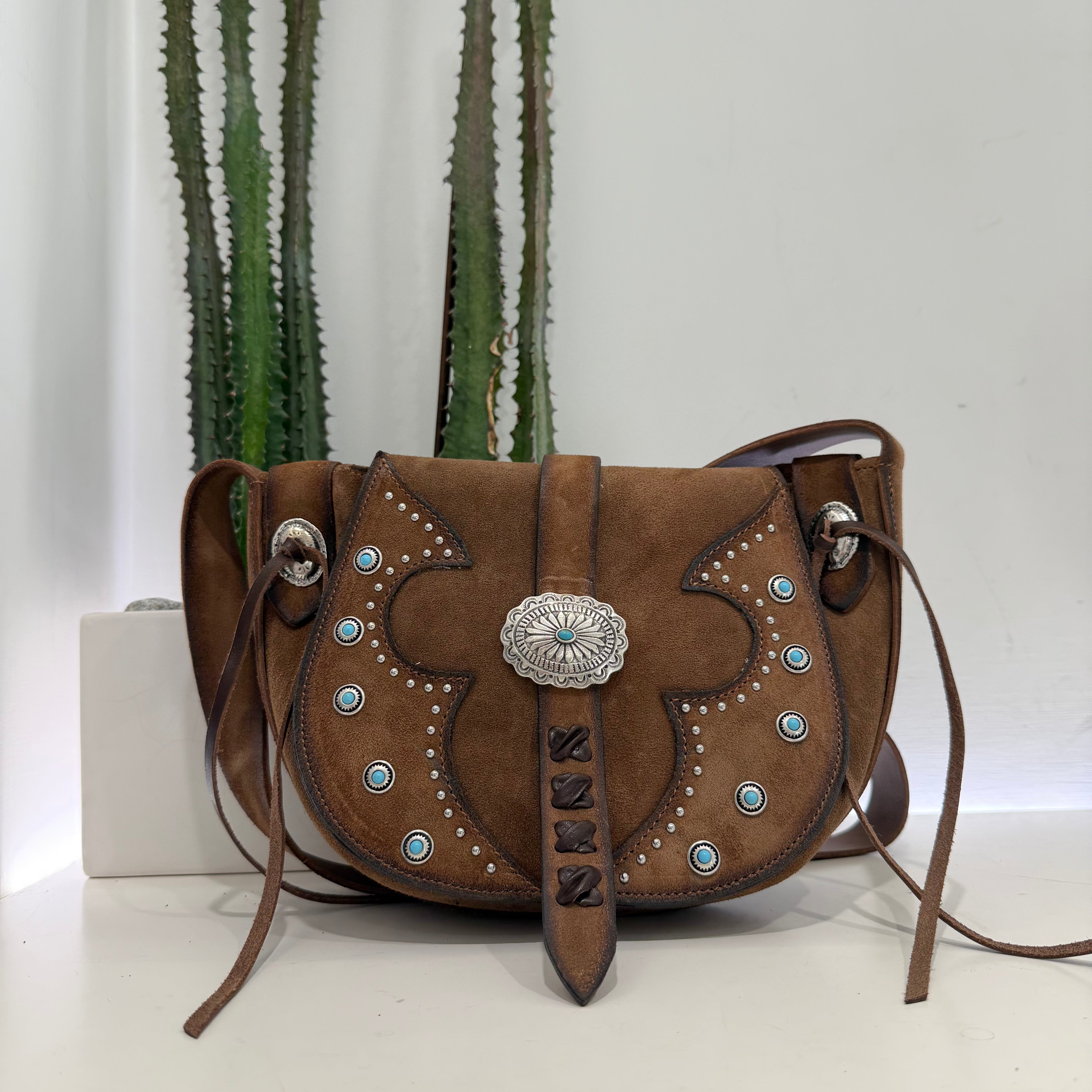 Alberto Luti borsa TEX fibbia turchese