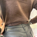 Pantalone TESSUTO SPALMATO effetto ecopelle nero