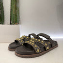 Ciabatta EMMA moro borchie oro strap