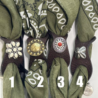 Campomaggi BANDANA (Verde militare) cotone e ferma bandana con borchie