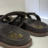 Ciabatta EMMA moro borchie oro strap