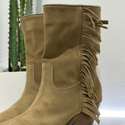 ENJOY stivaletto texano FRANGE scamosciato color sand