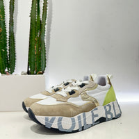 Voile Blanche CLUB sneaker bianca LIME dettagli oro e celeste