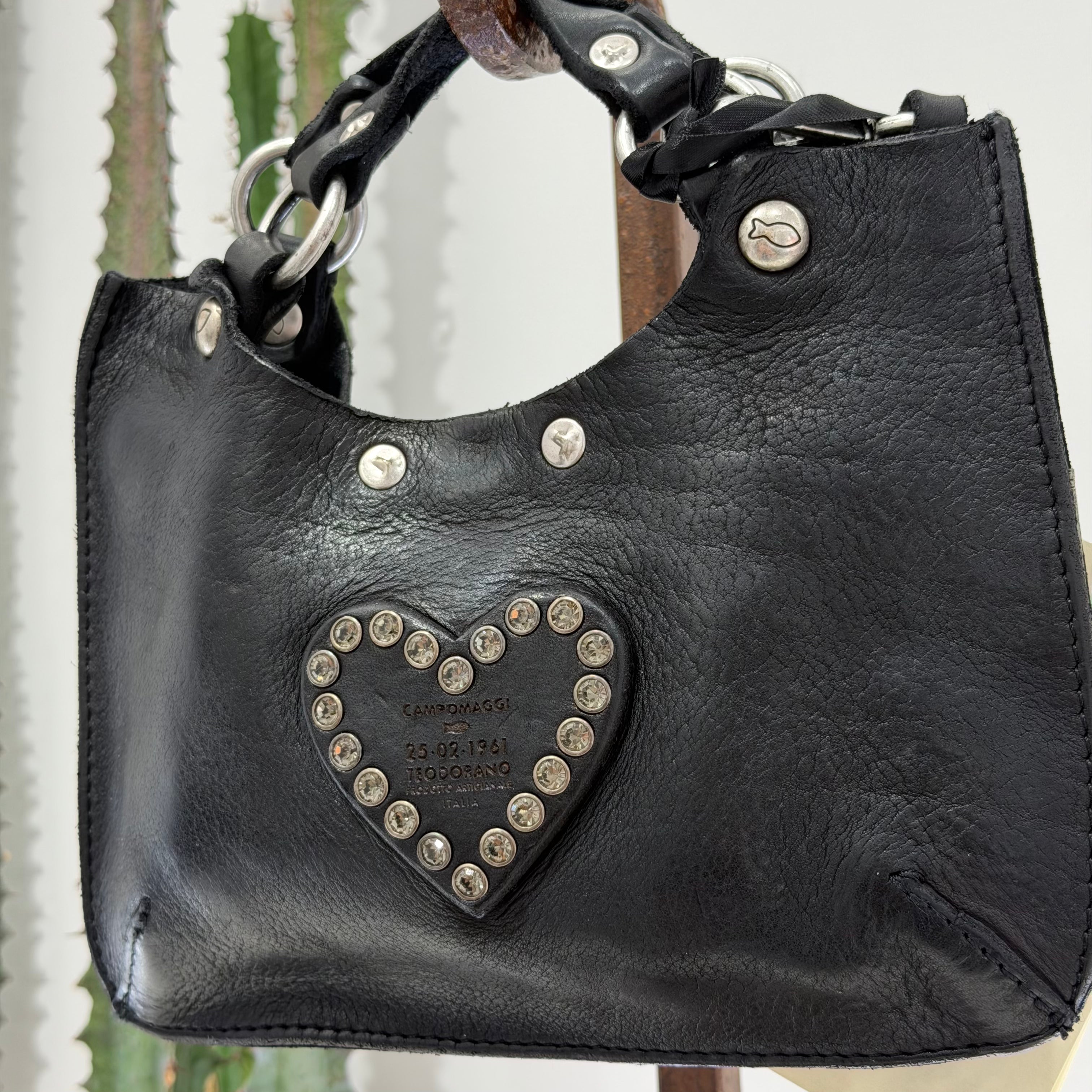 Campomaggi borsa LUIGIA CUORE nero strass fumè