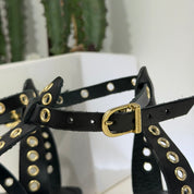 Le Salentine sandalo infradito NERO BORCHIE