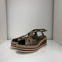 Pons Quintana sandalo zeppa intrecciato bronzo