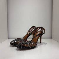 Bibilou sandalo nero  strass argento