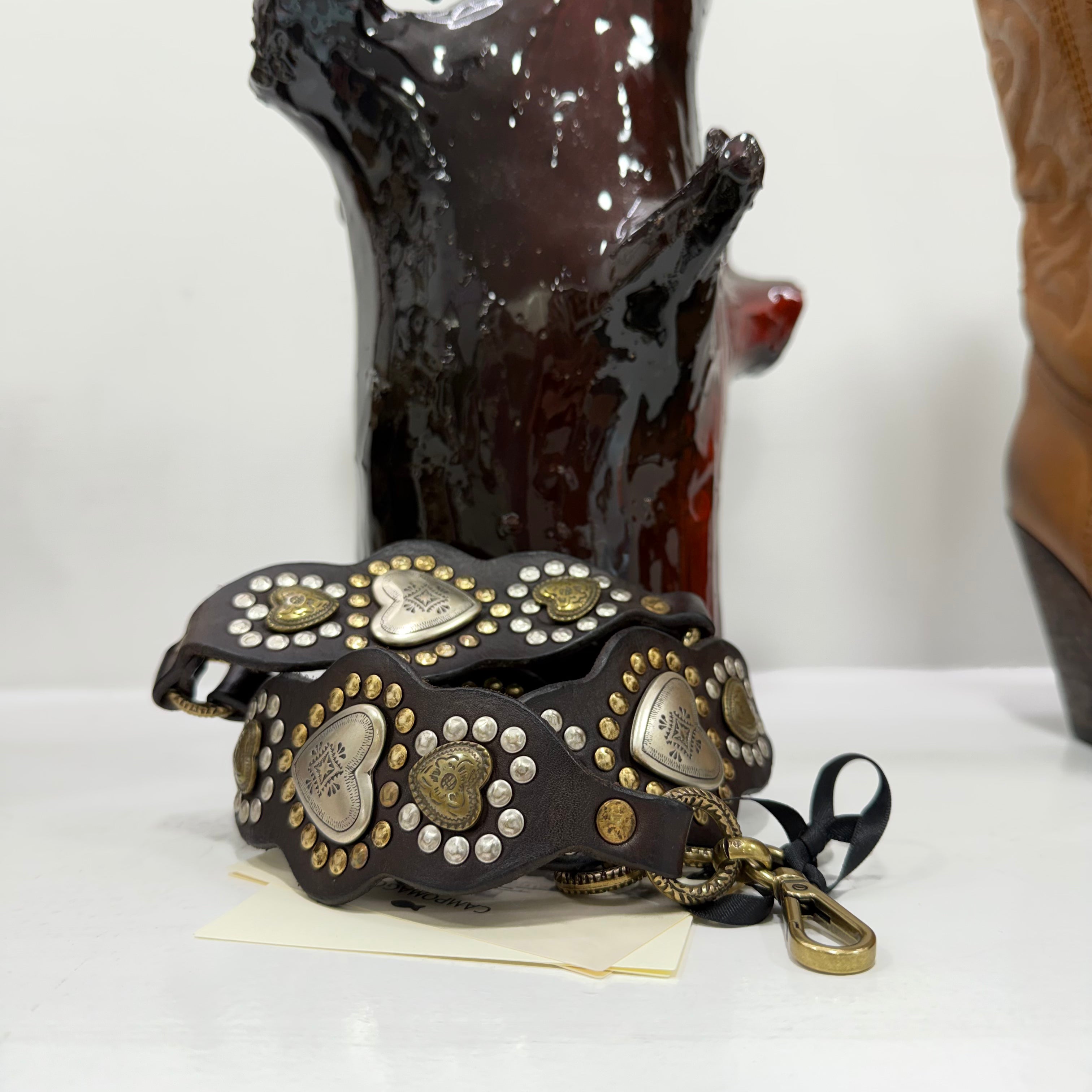 Campomaggi cintura CUORE moro oro/arg