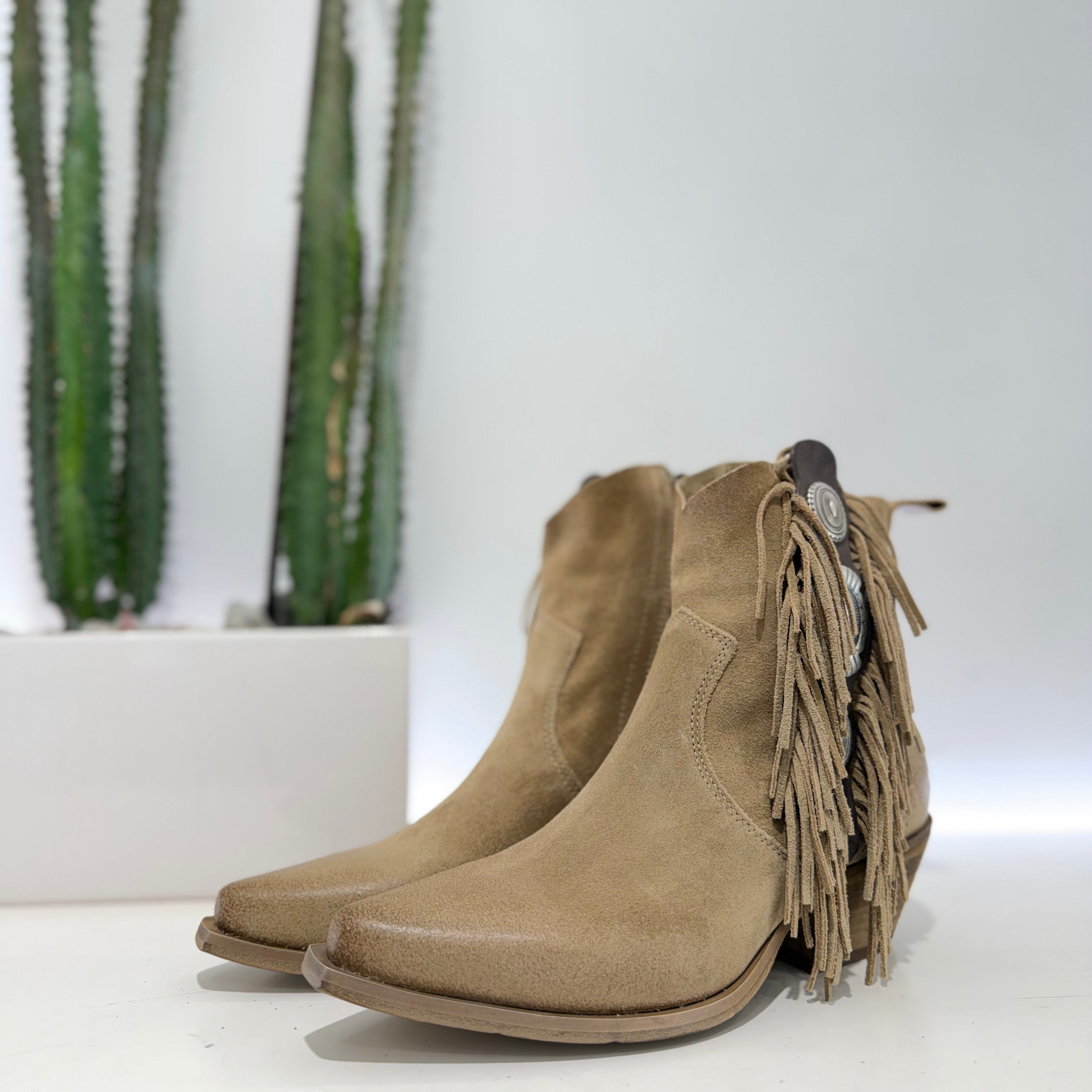 METISSE stivaletto texano SUEDE beige tacco 50