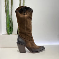 METISSE stivaletto texano SUEDE T. DI MORO tacco 70