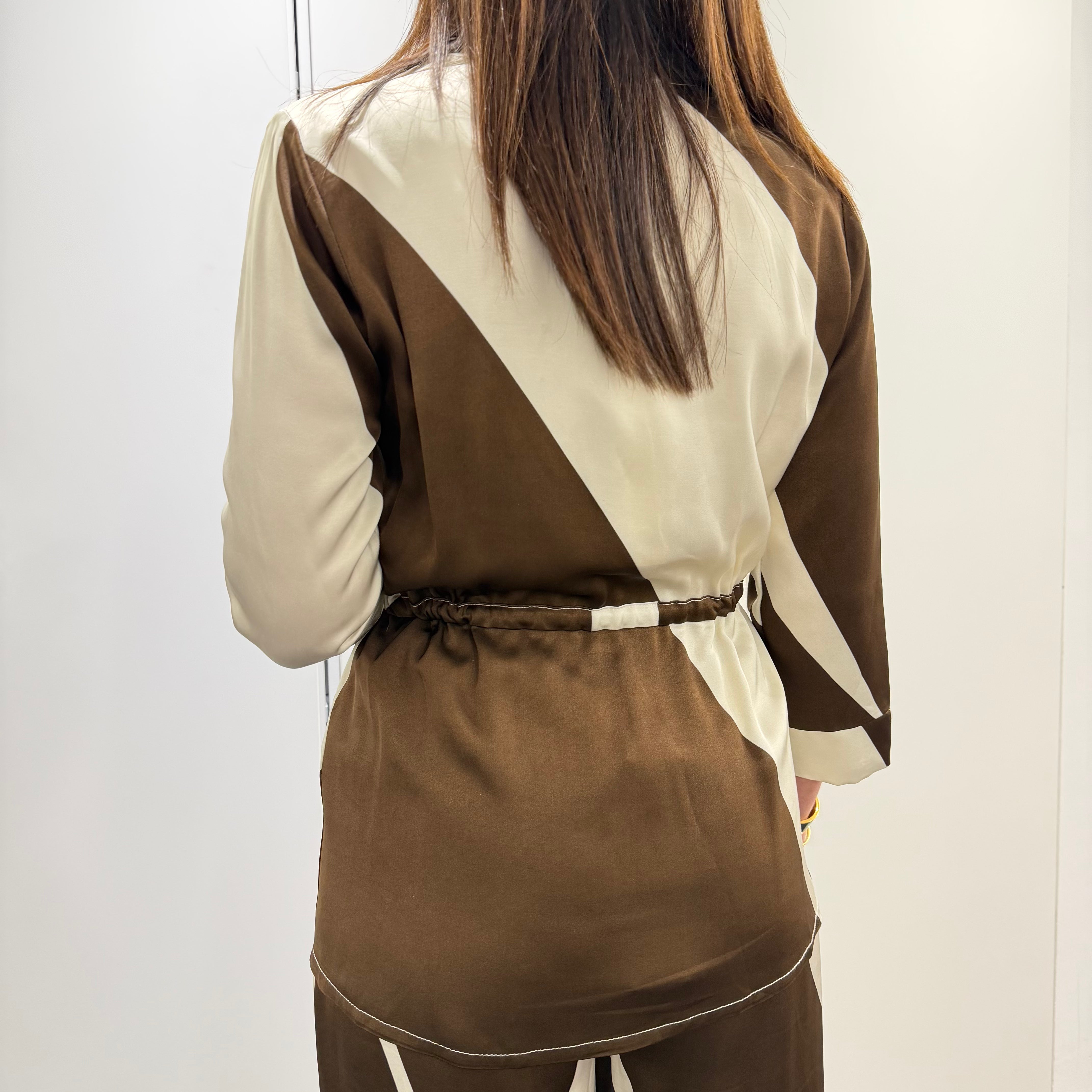 Camicia giacca modello GEOMETRIA color burro/tabacco