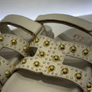 Ciabatta EMMA panna borchie oro strap