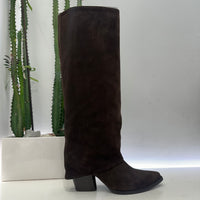 Stivale texano ASIA rovesciato suede moro