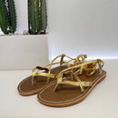 Le Salentine gold platinum flip flop sandal