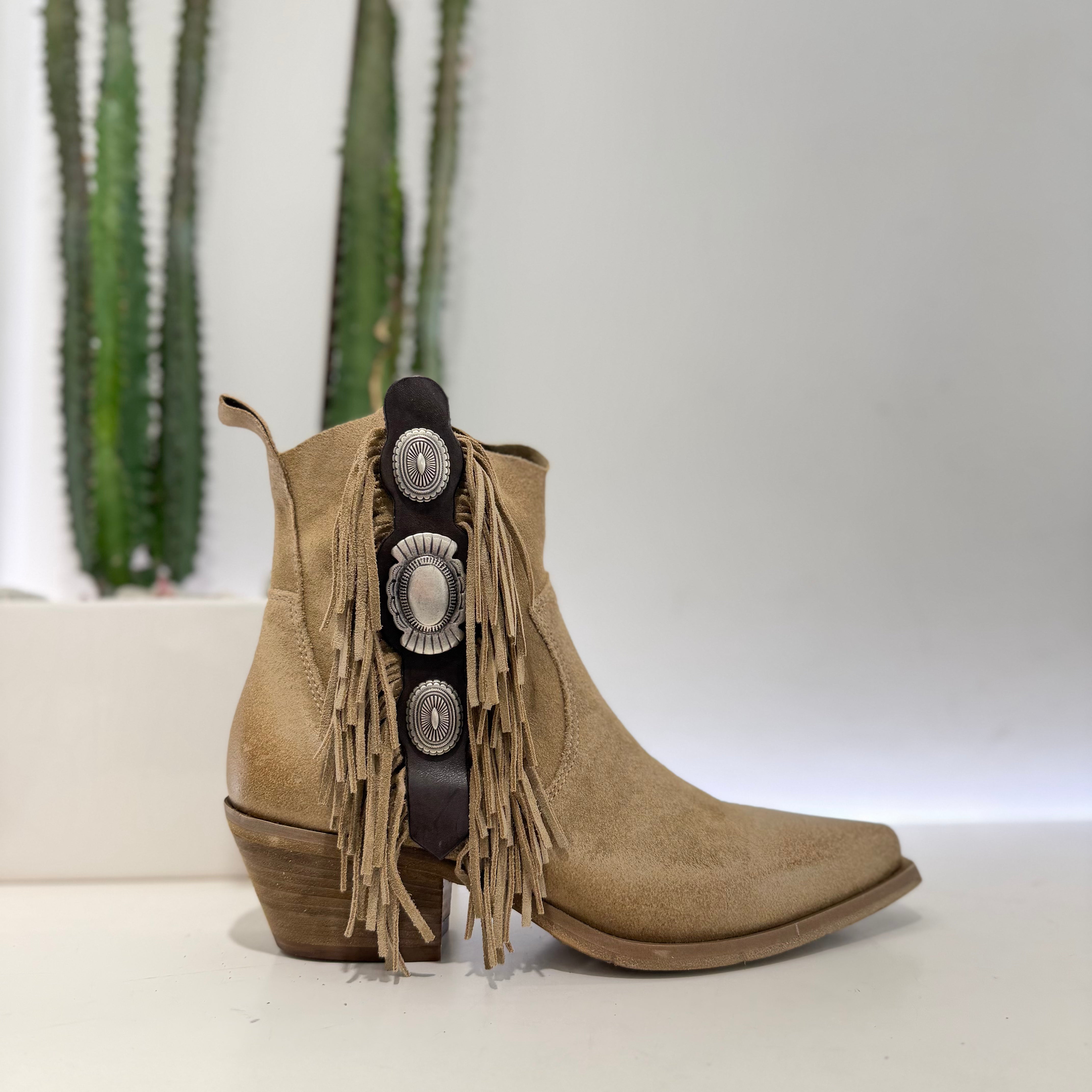 METISSE stivaletto texano SUEDE beige tacco 50