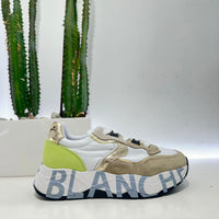 Voile Blanche CLUB sneaker bianca LIME dettagli oro e celeste