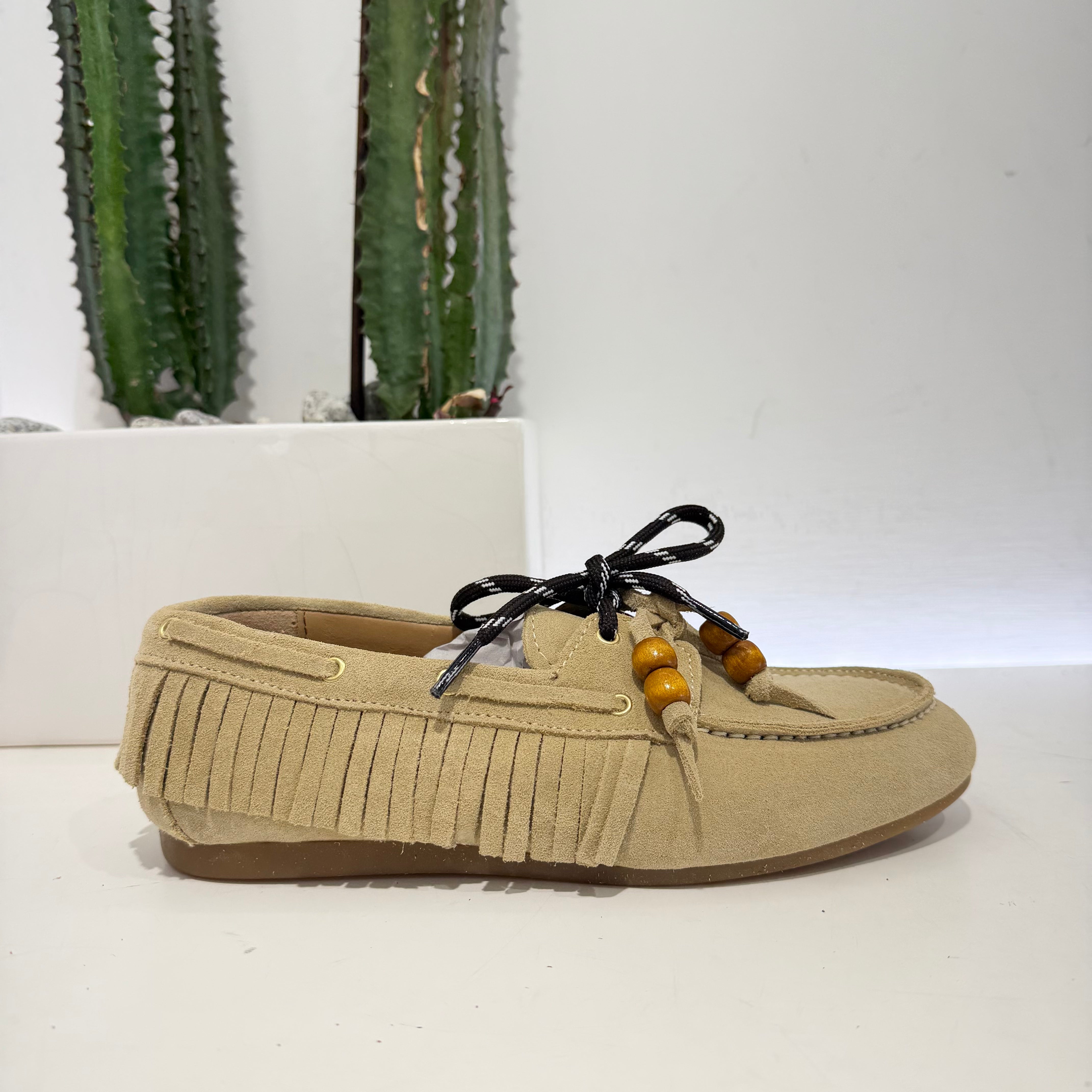 ANTICA BOTTEGA mocassino FRANGE suede corda