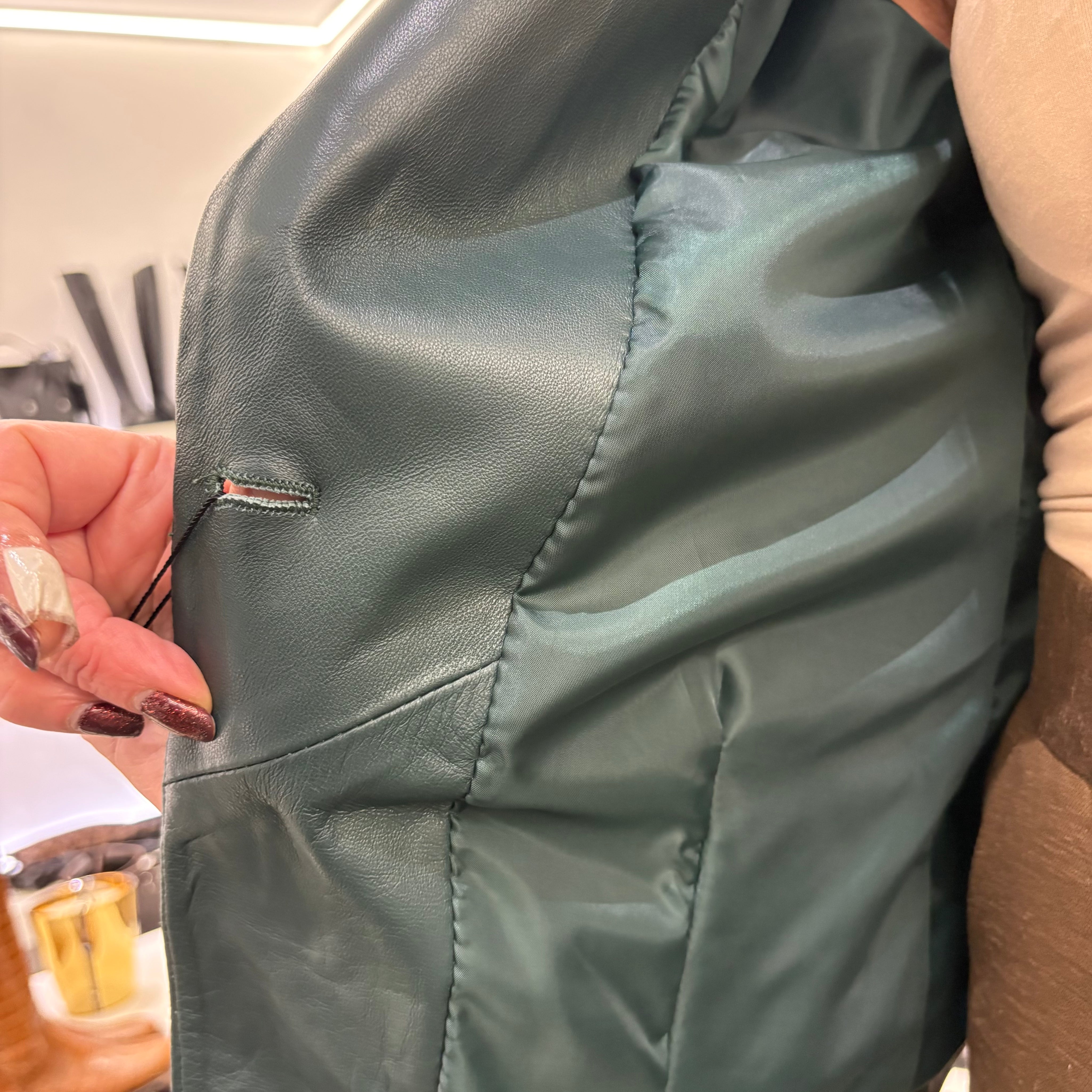 Giacca in vera pelle modello BLAZER VERDE PETROLIO
