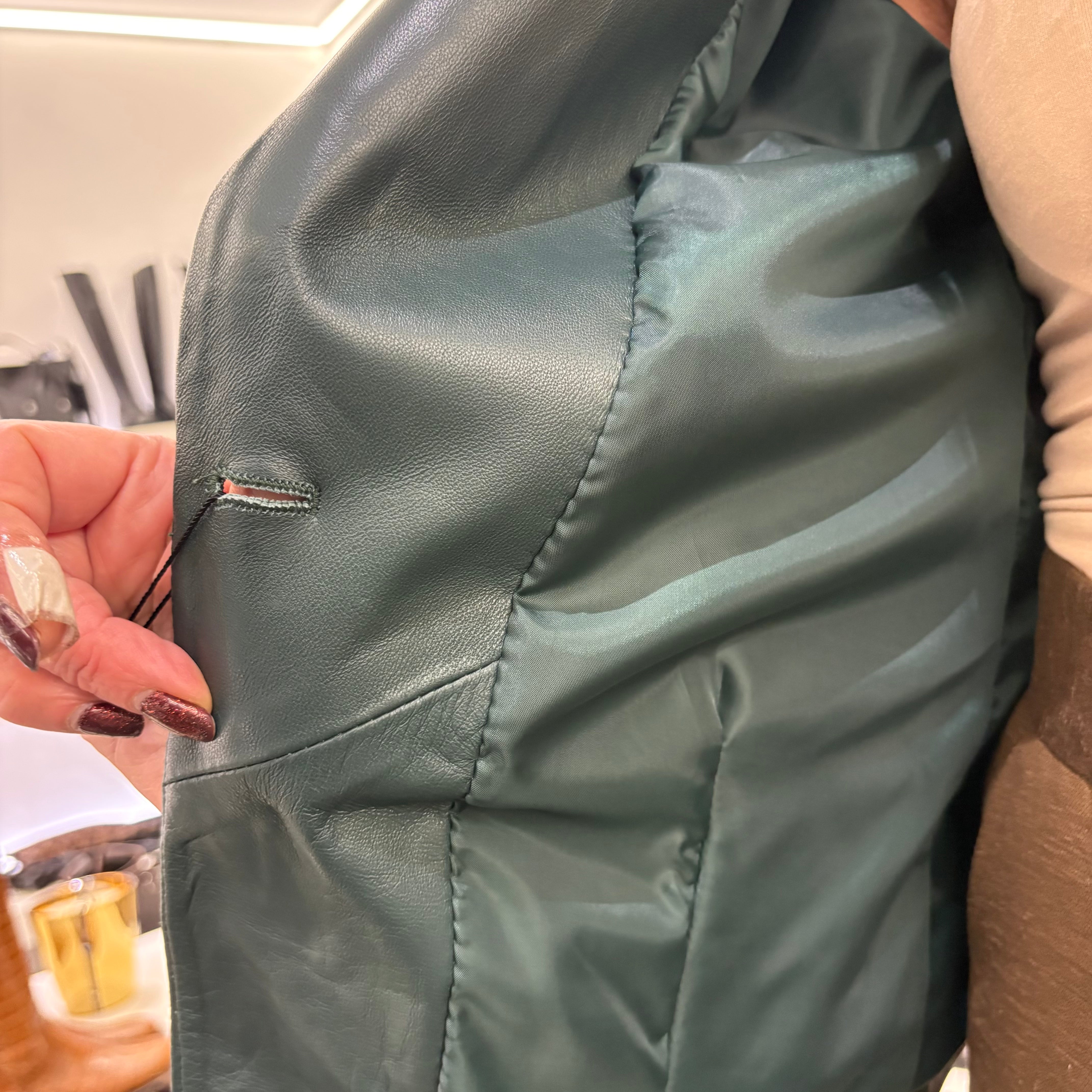 Giacca in vera pelle modello BLAZER VERDE PETROLIO