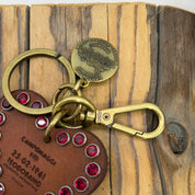 Campomaggi  portachiavi CUORE strass cognac