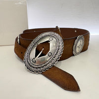 Alberto Luti cintura suede con fibbia argento varie dimensioni TEX