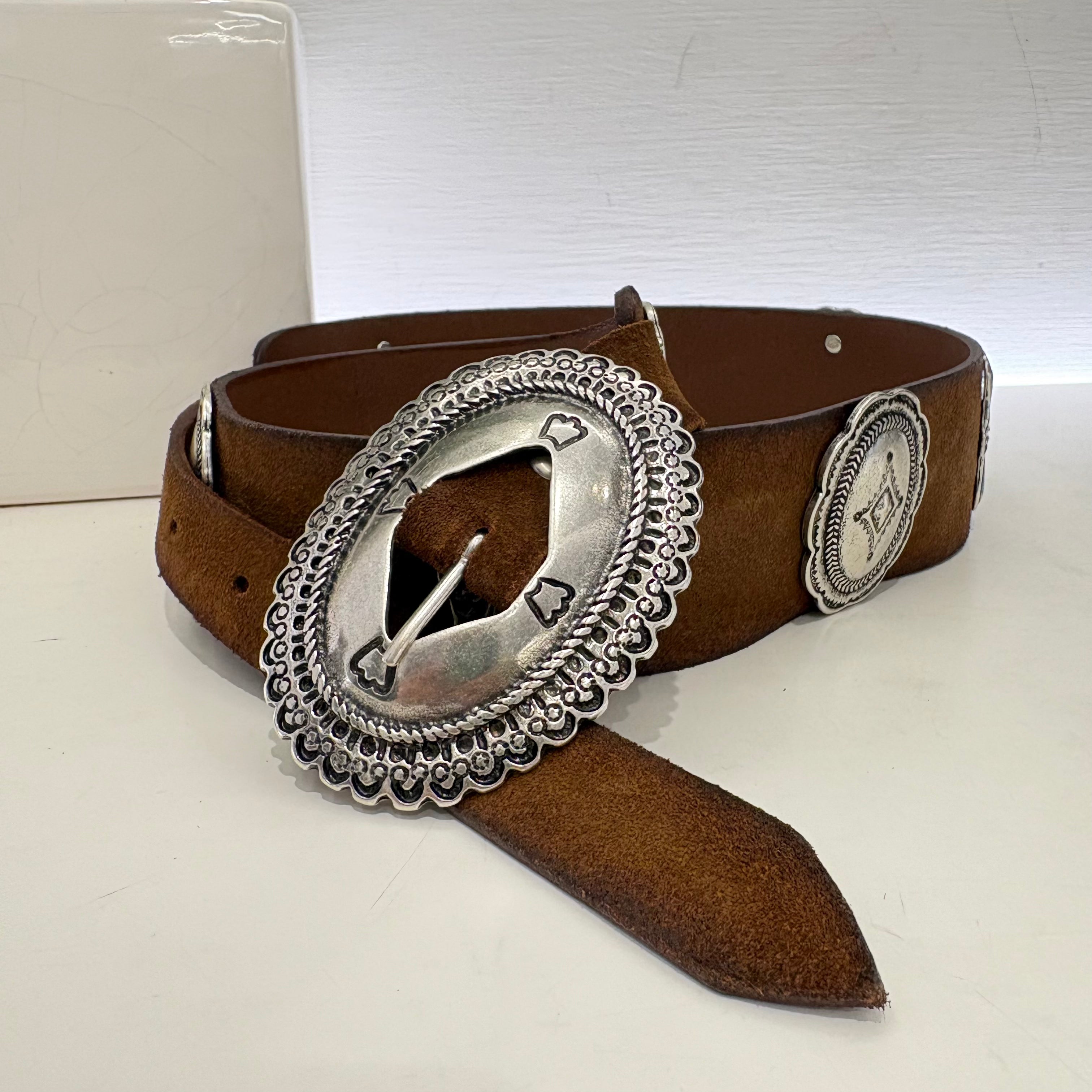 Alberto Luti cintura suede con fibbia argento varie dimensioni TEX