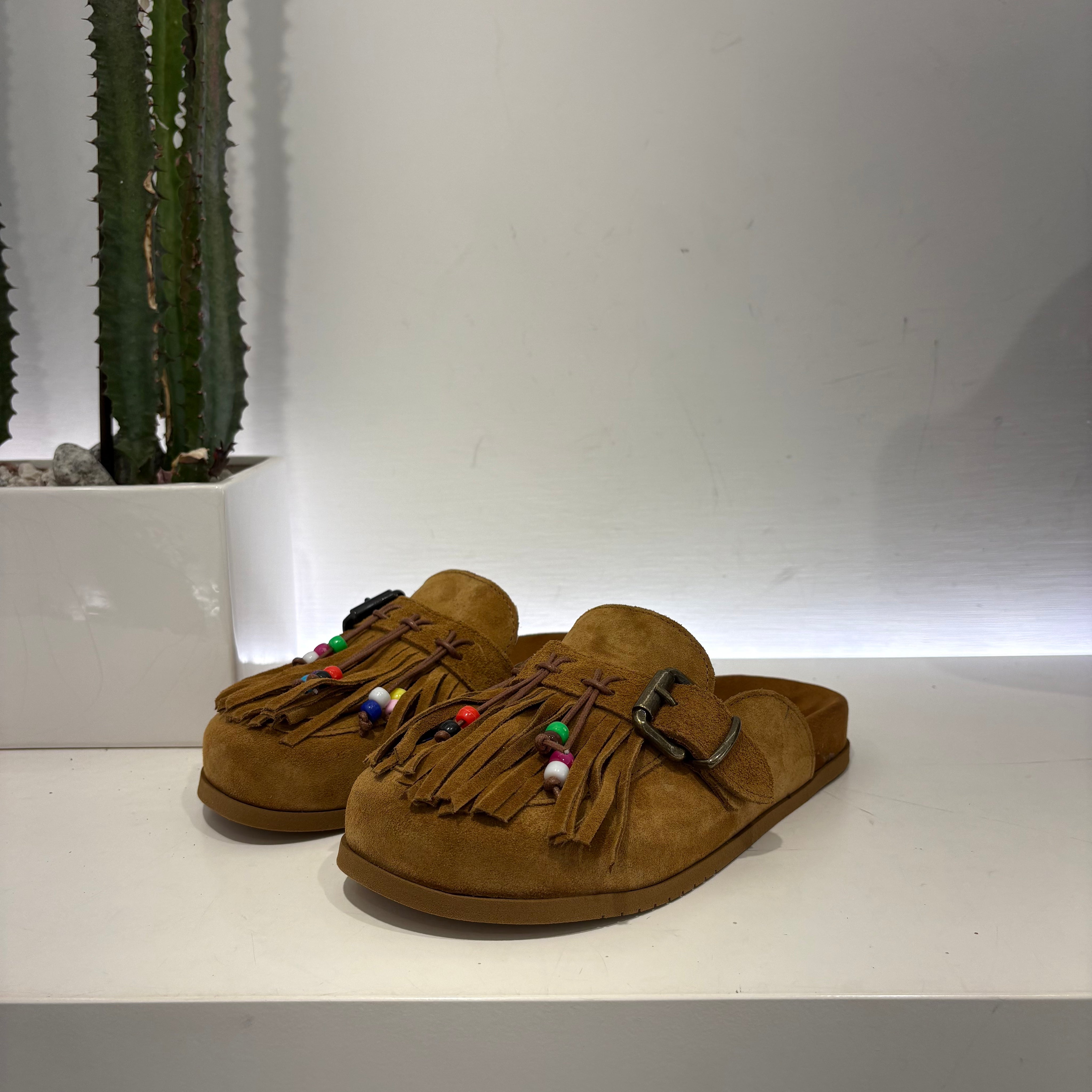 Metisse sabot perle sued color cuoio