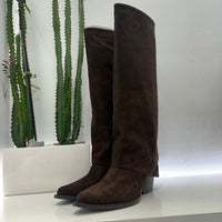 Stivale texano ASIA rovesciato suede moro