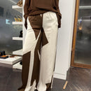 Pantalone elastico modello GEOMETRIA  color burro/tabacco