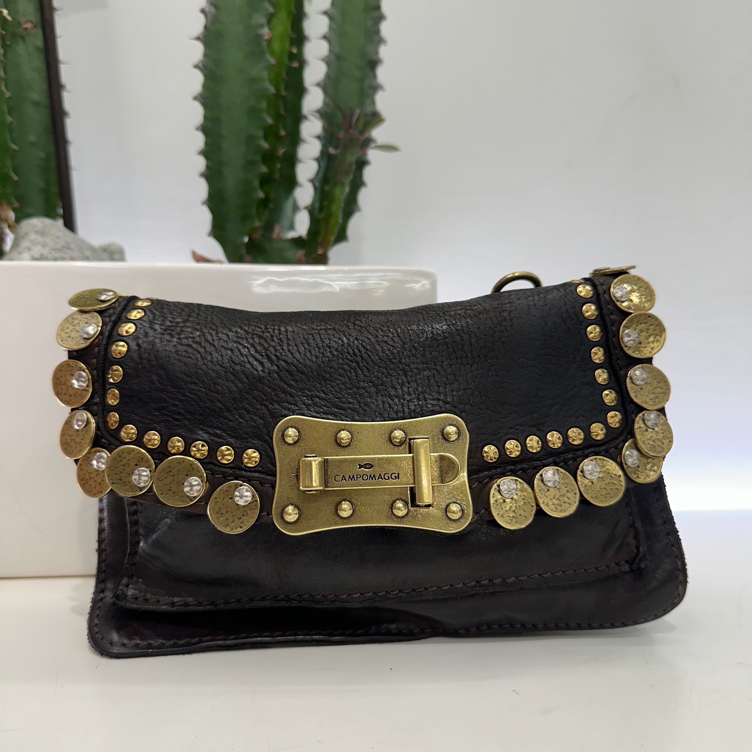 Campomaggi borsa MINI Agnese rivetti oro e medaglie