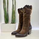 METISSE stivaletto texano SUEDE T. DI MORO tacco 70