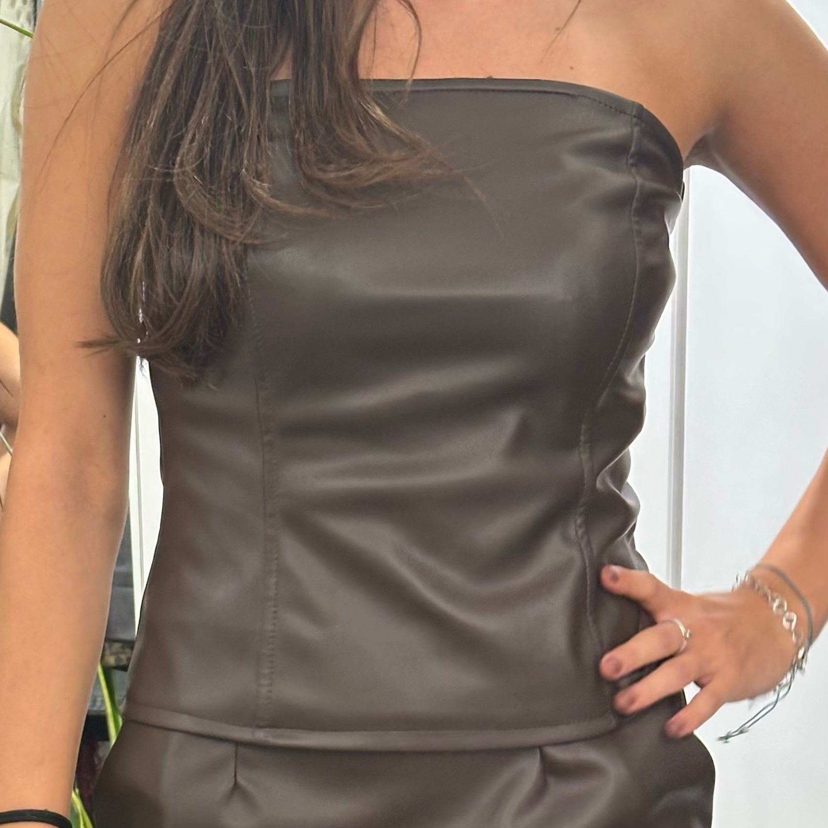 Top corsetto ecopelle