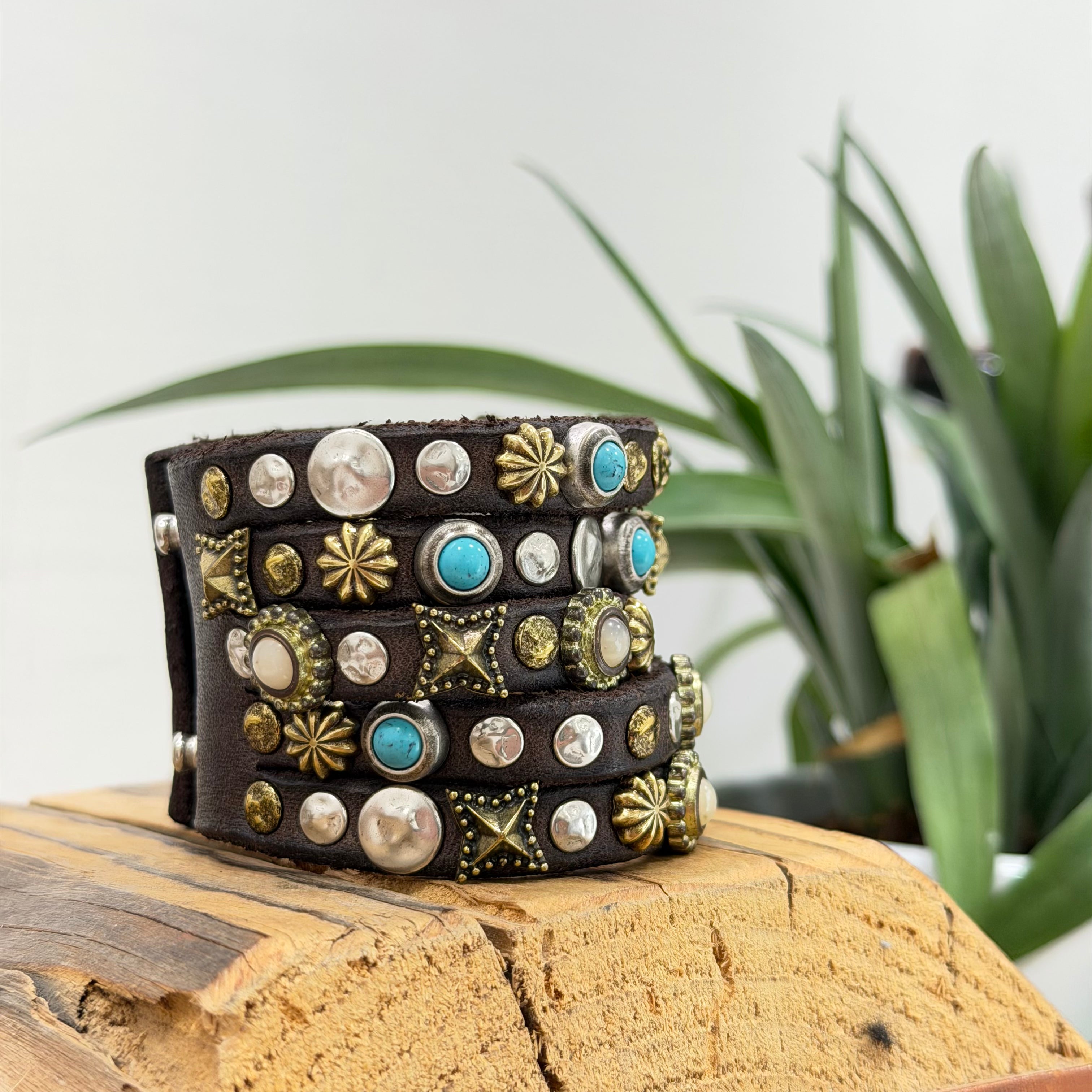 Campomaggi bracciale H5 STELLE TURCHESI moro