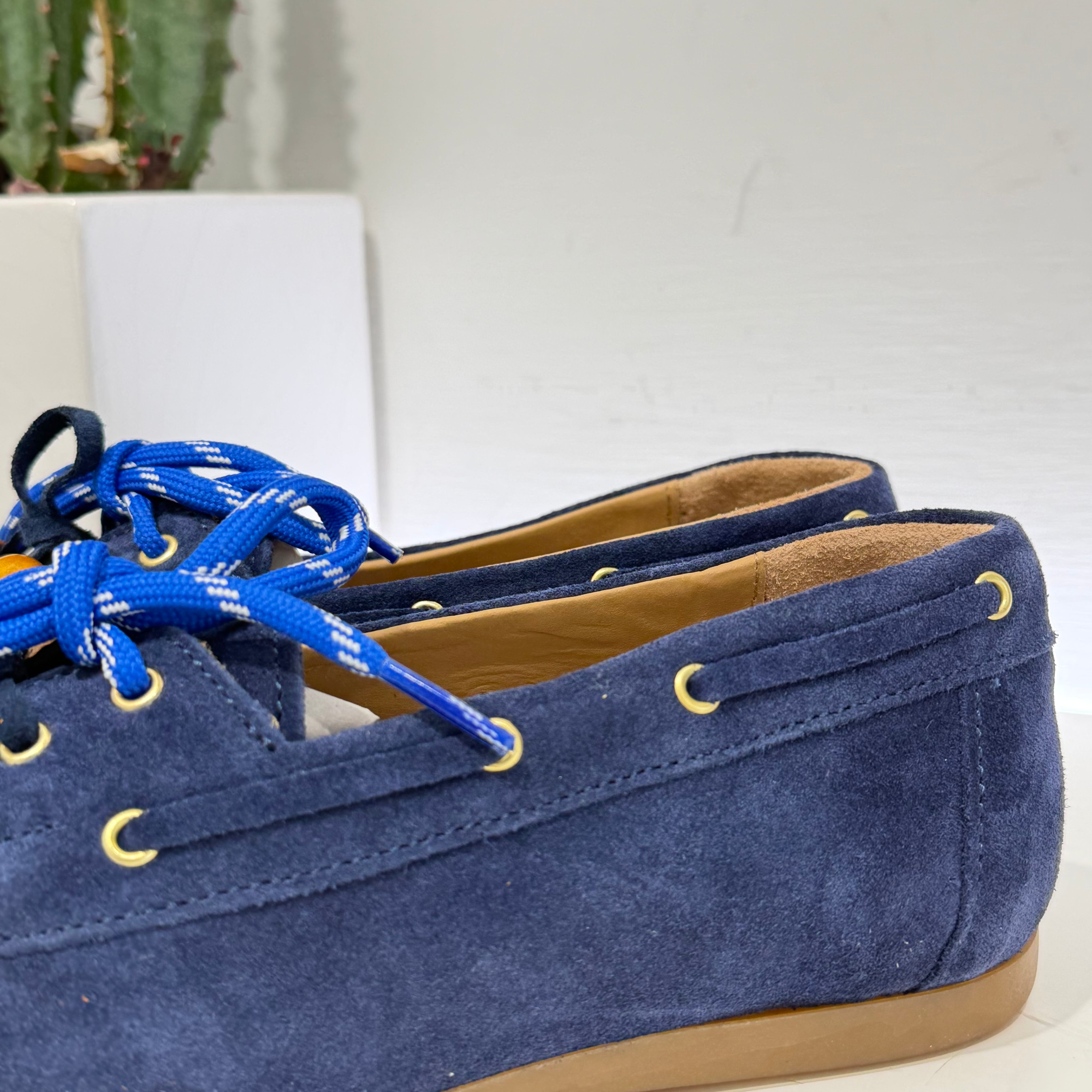 ANTICA BOTTEGA mocassino PERLINE suede blu