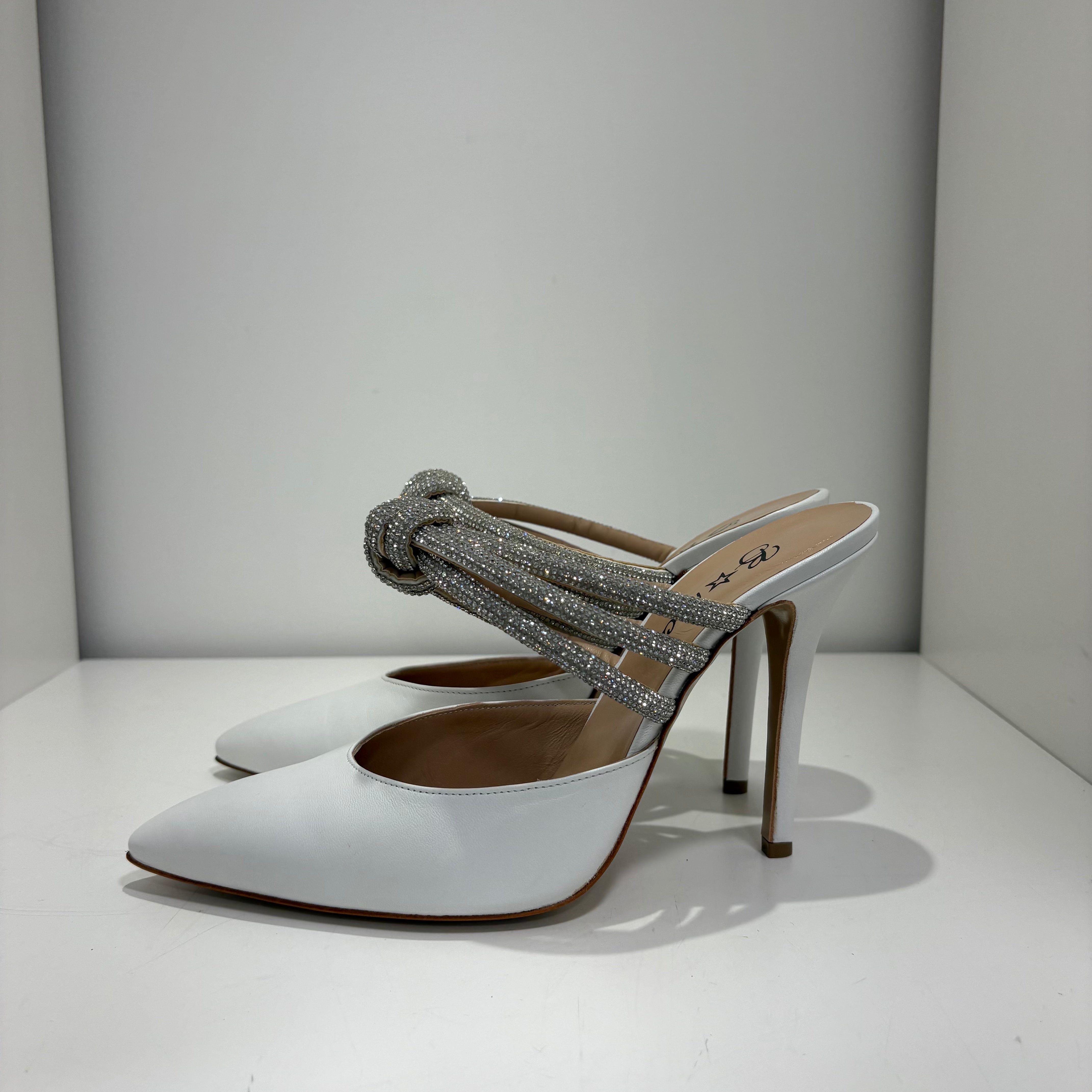 B Rock bianco sabot strass