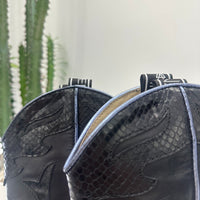 Elena Iachi stivaletto texano pelle nero dettaglio stampa animalier